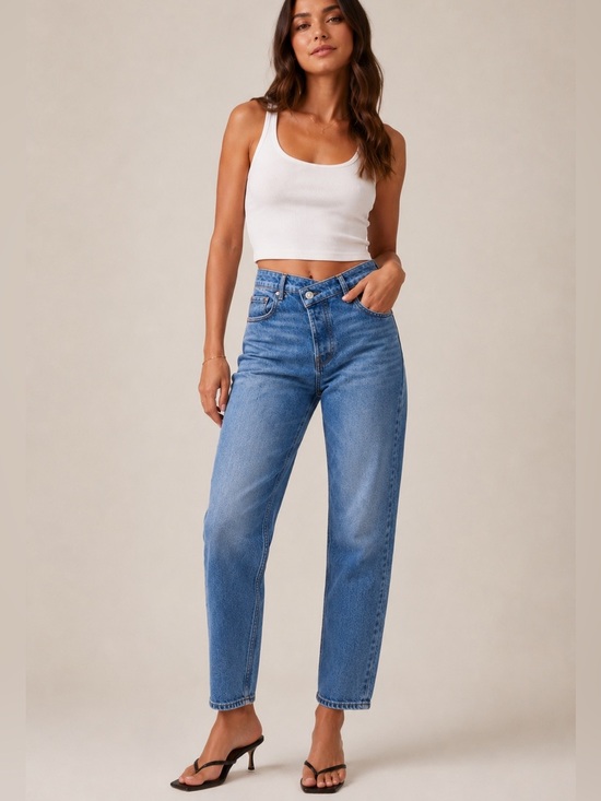 Abercrombie & Fitch Denim - Abercrombie & Fitch The Dad High Rise Jeans Crossover Front Women 26 2 S Curve